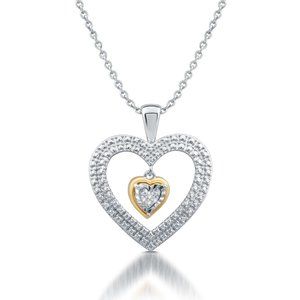 Sterling Silver Diamond Accent Dangle Heart PNT
